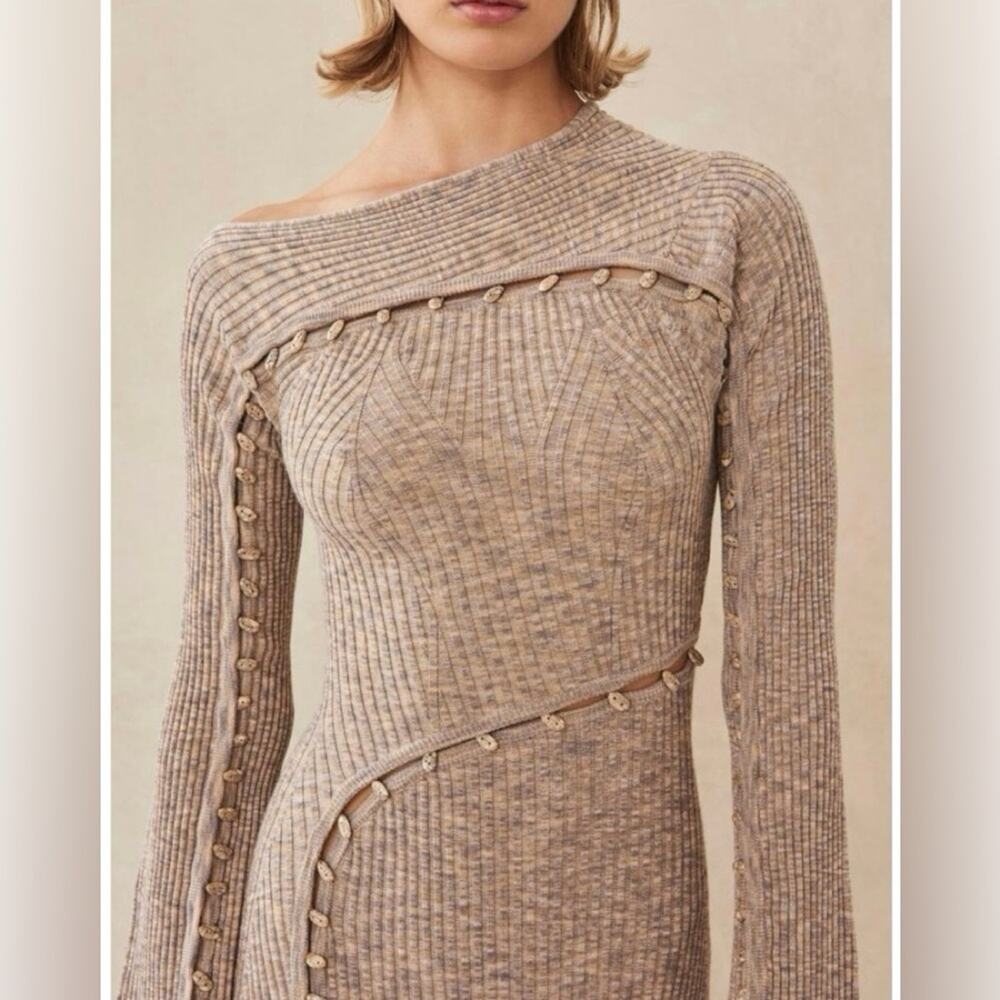 Cult Gaia Rosalia Knit Midi Dress in Canyon Tan M - Picture 4 of 11